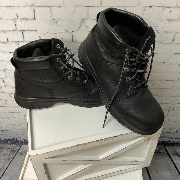 New! Wolverine Black Steel Toe Leather Work Boots Shoes F2413-18 Mens Size 11.5 - Picture 2 of 9